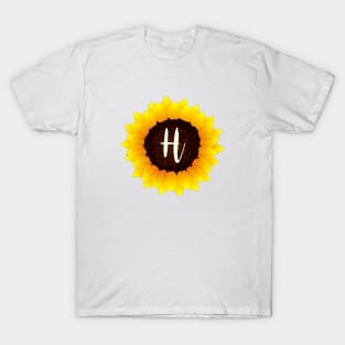 Floral Monogram H Bright Yellow Sunflower T-Shirt